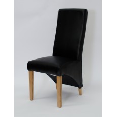 Wave Noir Leather Oak Dining Chair